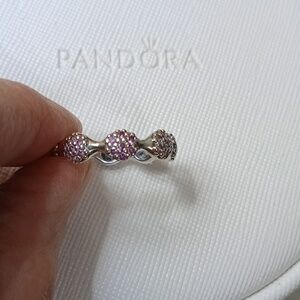 Pandora Vintage Stirling Silver 8 Pod Pave Fancy Purple CZ Ring